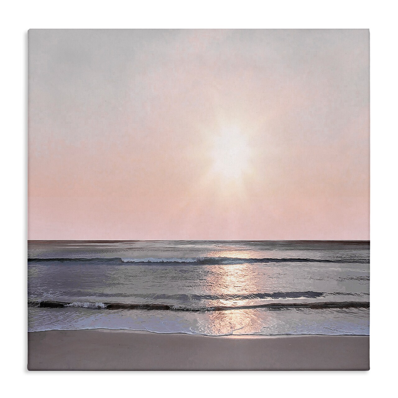 Stupell Industries Peach Sunrise over Beach Canvas Wall Art Design by Mike Calascibetta